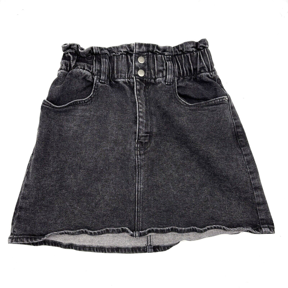 Vintage 00s Arizona Jean Co Black Stonewash Denim Elastic Waist Skirt Jr 7 24"